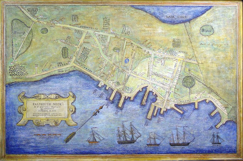 The Burning of Falmouth Map by Mildred Burridge