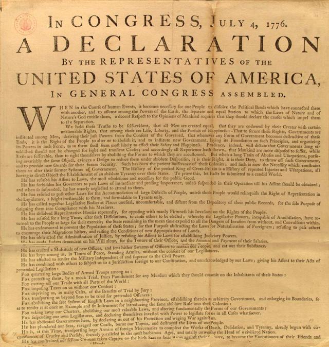 George Washington's personal copy of the Declaration of Independence