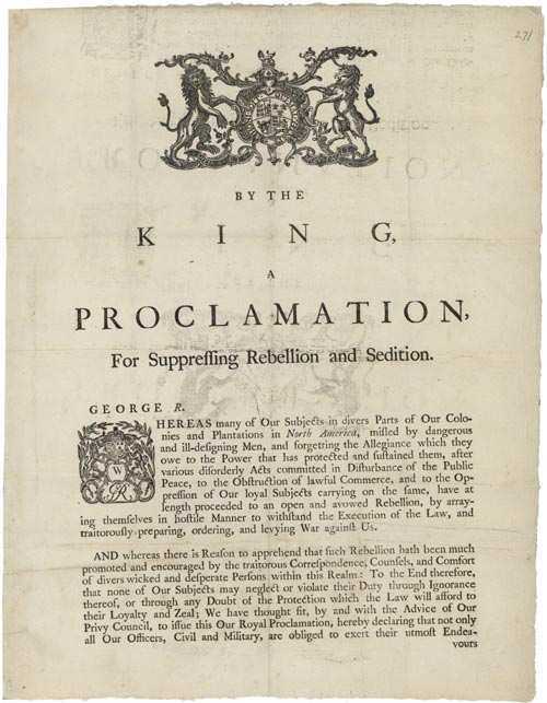 King George III's Rebellion Proclamation