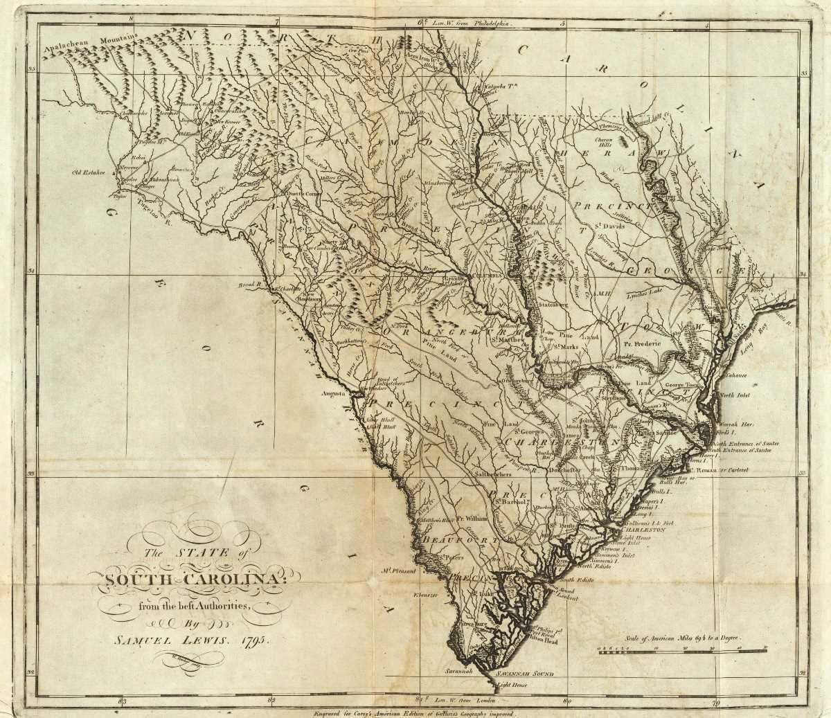 South Carolina map, ca. 1795