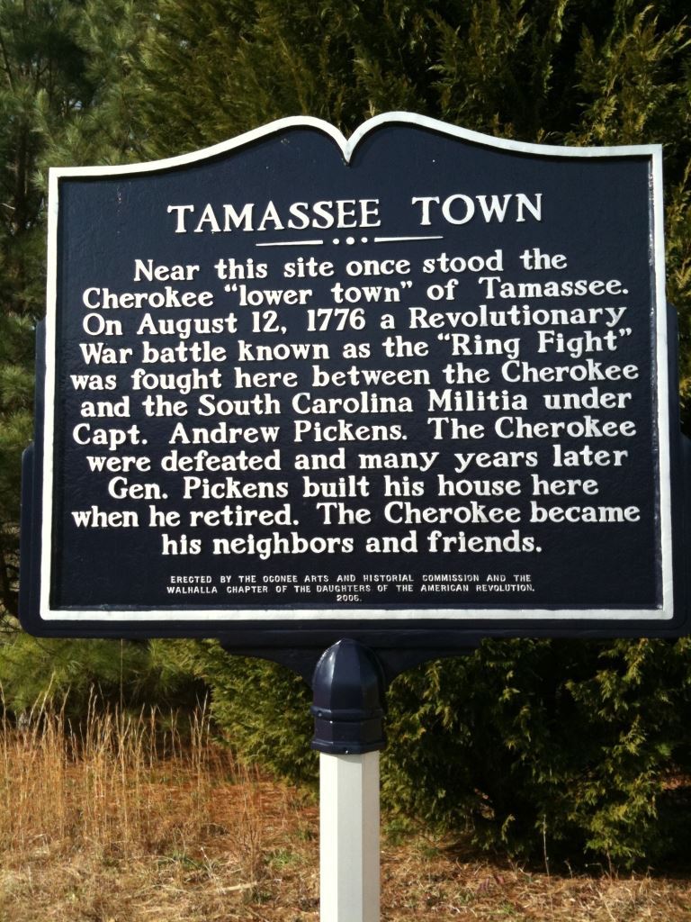 Tamassee Town Marker, Near the site of the Ring Fight