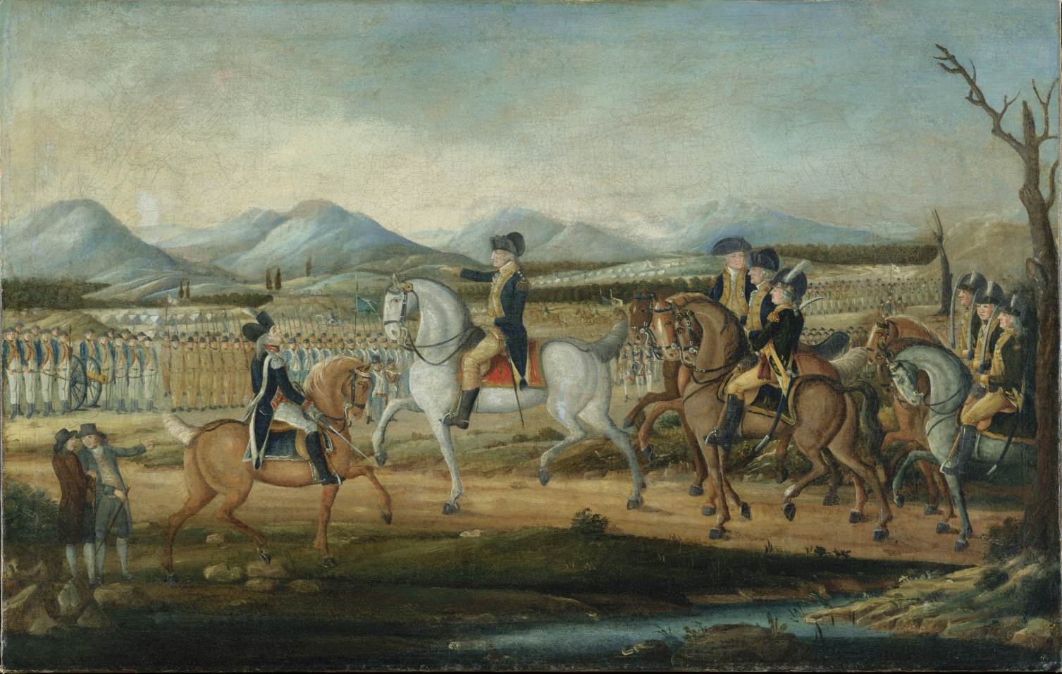 Washington reviewing the troops at Fort Cumberland