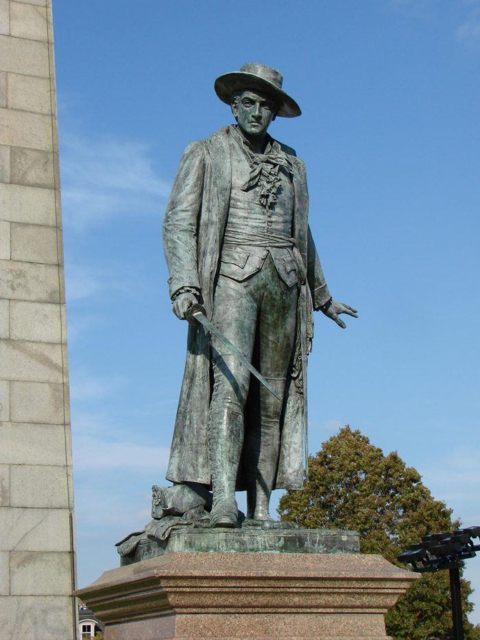 Colonel William Prescott statue at the Battle of Bunker Hill Monument in Boston
