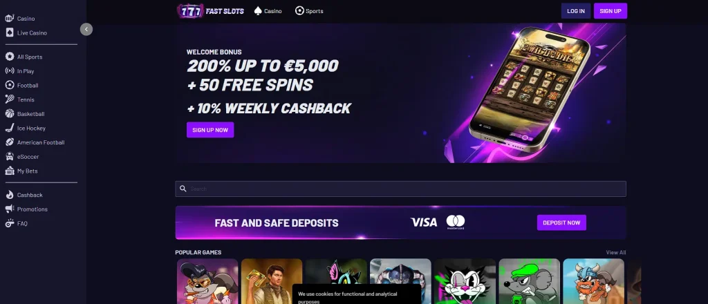 Index page of fast slots